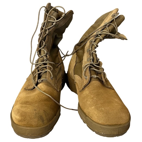 McRae Footwear Mens Tan Suede Leather Combat Military Boots Size 13R Vibram Sole - Picture 1 of 10